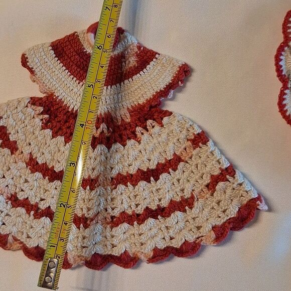 4 Pc. Handmade Vintage Crochet Doilies Set in Blue,Red, & White. - Picture 12 of 12